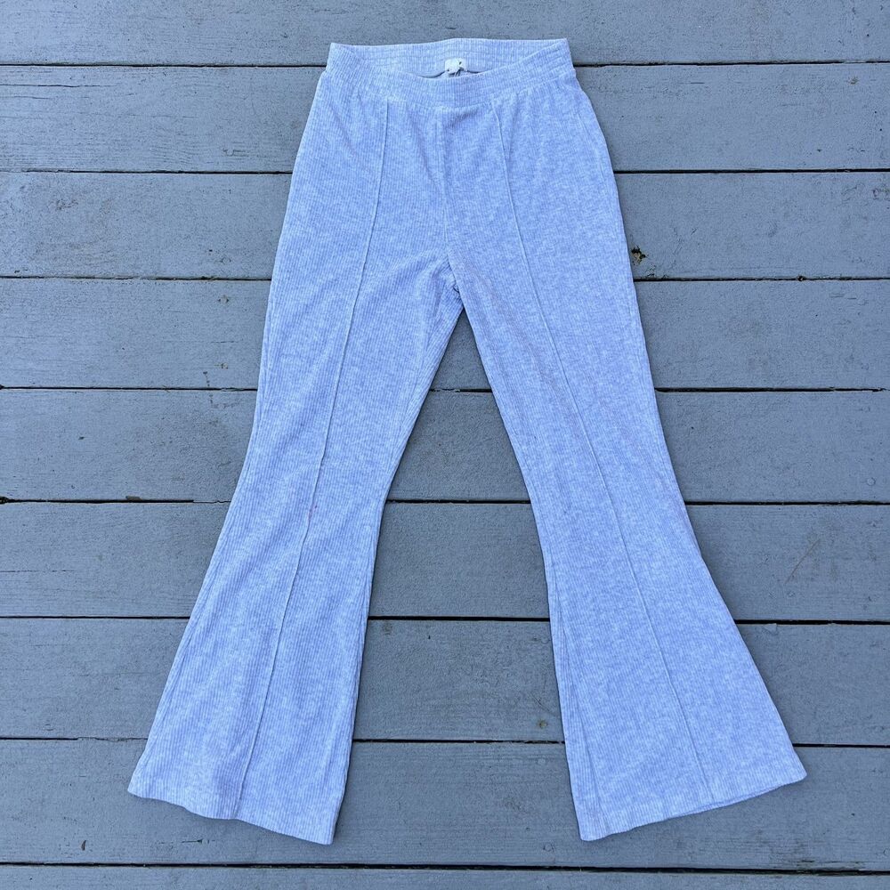Aerie Groove-On Rib Velour Flare Pants Gray-Size S